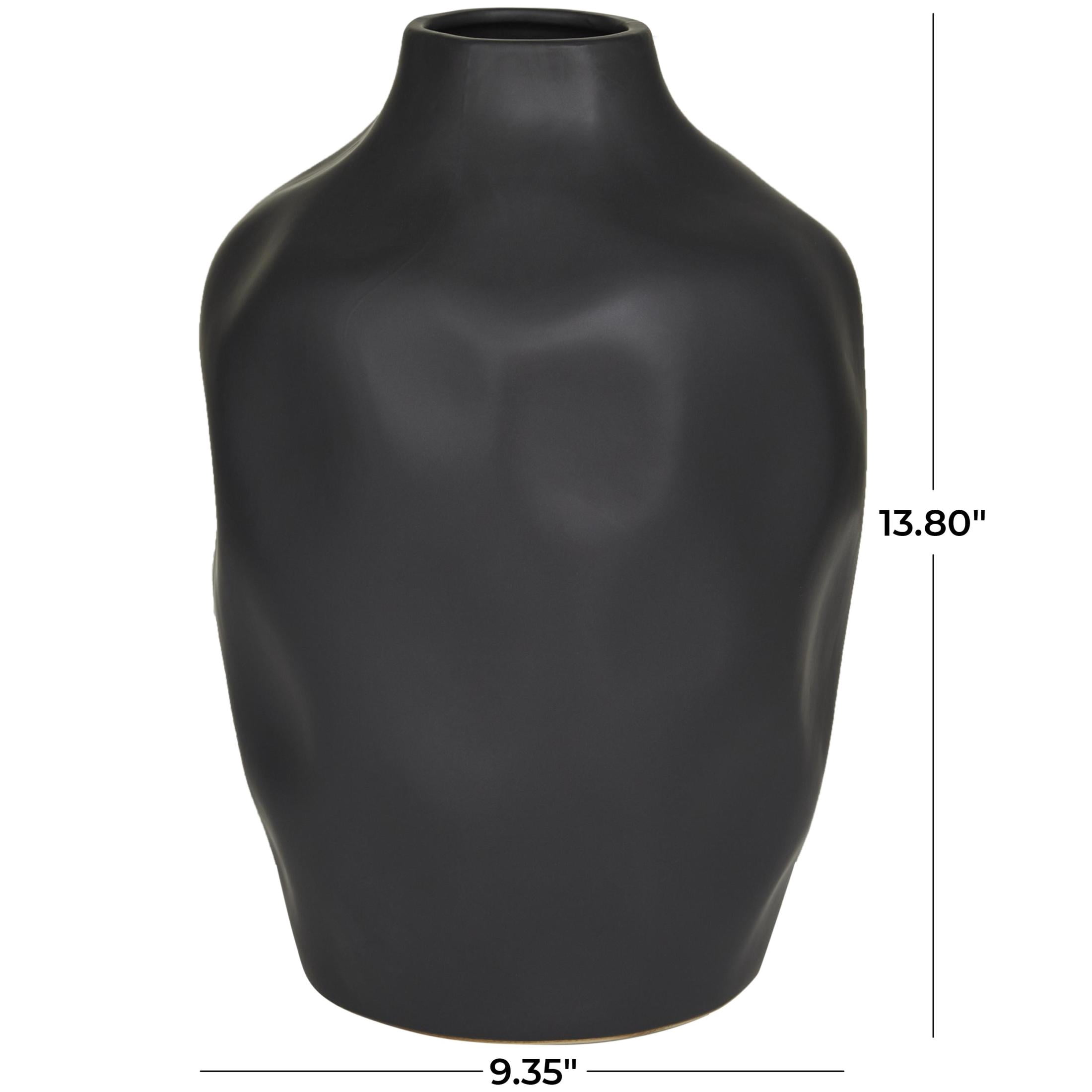 CosmoLiving by Cosmopolitan 14" Abstract Faceted Black Ceramic Vase