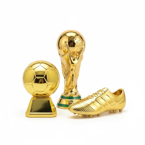 Grupo Mirandinha - Soccer Trophy Decor Set Gold Acrylic Table Decoration