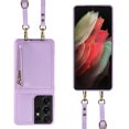thumbnail image 4 of Nalacover RFID Blocking Wallet Case for Samsung Galaxy S21 Ultra, Shockproof PU Leather Magnetic Button Zipper Purse Card Slots & Kickstand Crossbody Phone Case with Shoulder & Wrist Strap,Purple, 4 of 12