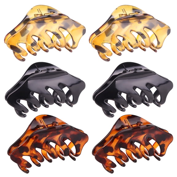 HOOWIFFY Set of 6 Plastic Hair Clips for Women, Ponytail Holders for Bathing, Cooking, and Everyday Use