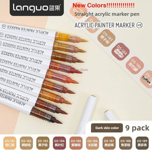 9 Colors Direct Liquid Acrylic Markers, Brush Paint Marker Pen for Painting Stone Ceramic DIY Art Markers