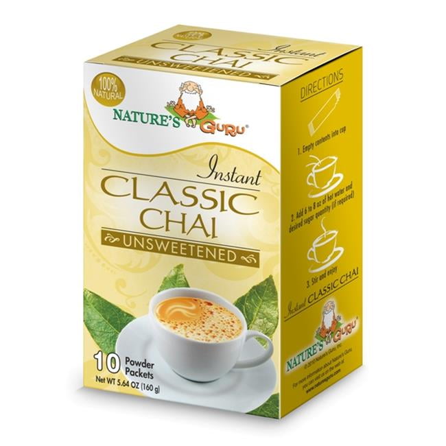 Natures Guru Classic Chai Unsweetened Drink Mix - Pack Of 8
