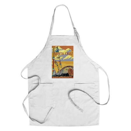 Santa Cruz, California - Beach Boardwalk - Lantern Press Artwork (Cotton/Polyester Chef's