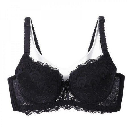 

Ladies Lace Push Up Lace Embroidered Bow Solid 3/4 Cup Bra Women Underwear Underwire Brassiere