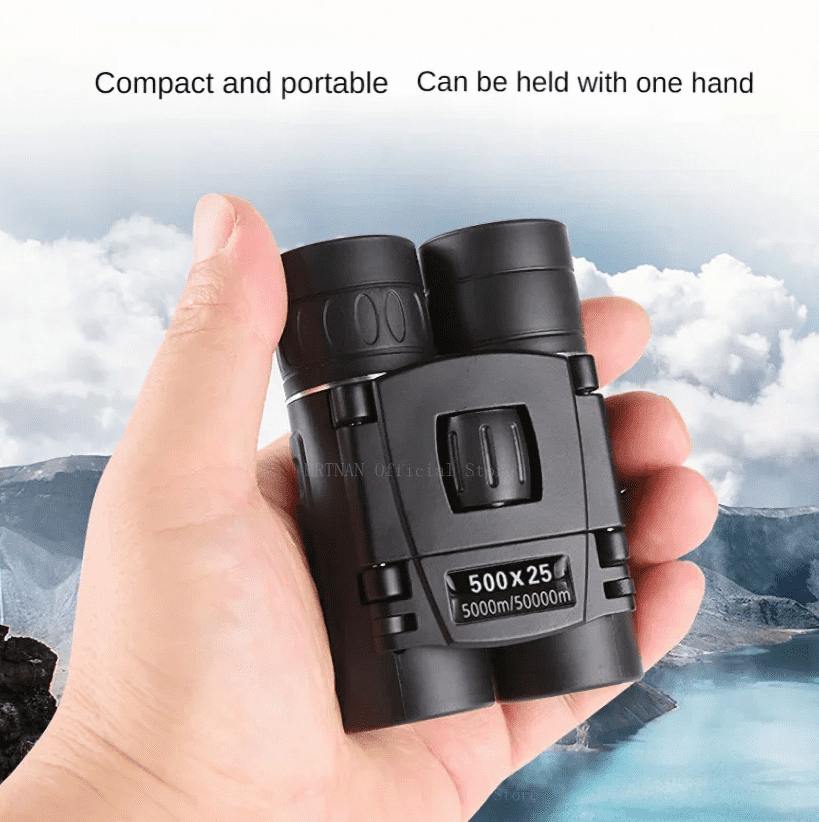 500x25 HD Zoom Portable Powerful Binoculars Long Range BAK4 Telescope Folding Optics for Outdoor Hunting Camping
