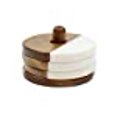 thumbnail image 3 of Tablecraft Elements Collection Coasters, 4 x 4 x 2.6875, Marble & Acacia, 3 of 6