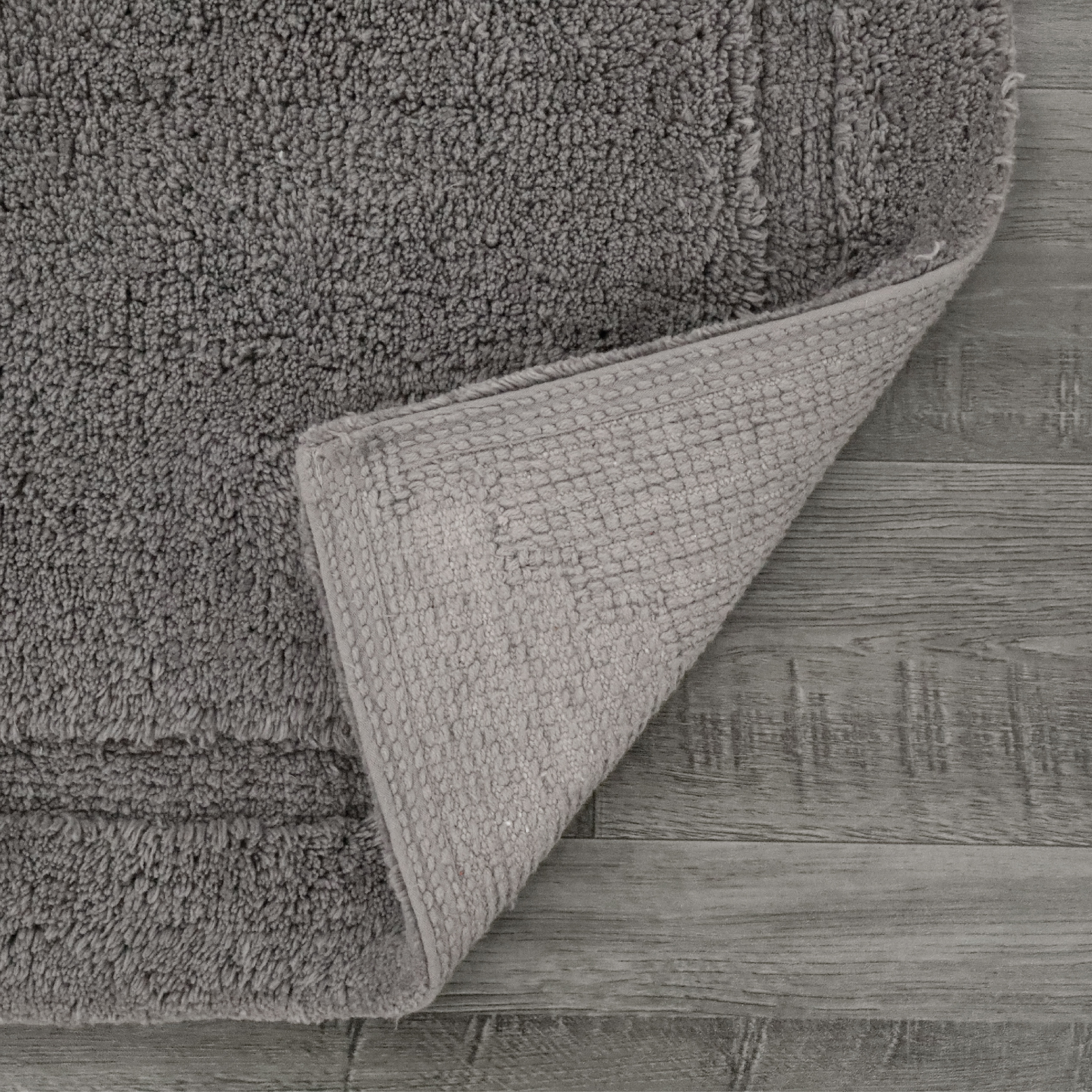 Jean Pierre New York Lydia Border 100% Cotton Bath Mat - Non-Slip Bath Rug - Charcoal Gray - 20"x30"