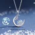 thumbnail image 3 of Titanium steel necklace inlay color clavicle chain star necklace moon necklace women's-Flower Blue Diamond, 3 of 3