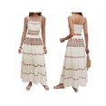 thumbnail image 3 of Womens Bohemian Printed Beach Set Halter Neck Sleeveless Top and Midi Skirt Two Piece Outfit White S, 3 of 9