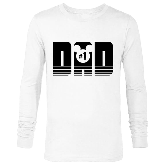 Disney Mickey Mouse Icon #1 Dad Retro Stipes - Long Sleeve T-Shirt for Men - Customized-White