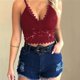 thumbnail image 1 of las mujeres de la moda de encaje floral bralette blusas cuello en v tanque tops crop top correa de espagueti señoras camisola más el tamaño s-3xlpangjing, 1 of 4