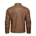 thumbnail image 3 of Men's Solid Color Stand Collar Leather Jacket, Single Piece, Stylish and Durable, Perfect for Casual Wear, All Seasons, 3 of 9