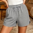 thumbnail image 5 of Tumotour Summer Board Shorts for Women'S Checkered Double Pocket Wide-Leg Shorts Loose Sporty Elasticated Side Pocket Drawstring Elastic Waist Shorts Athletic Workout Shorts, 5 of 8