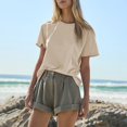 thumbnail image 2 of Pxiakgy t shirts for women womens t shirts Women's Short Sleeve T Shirt Casual Crew Neck Top Basic Summer Loose T Shirt Beige + L, 2 of 6