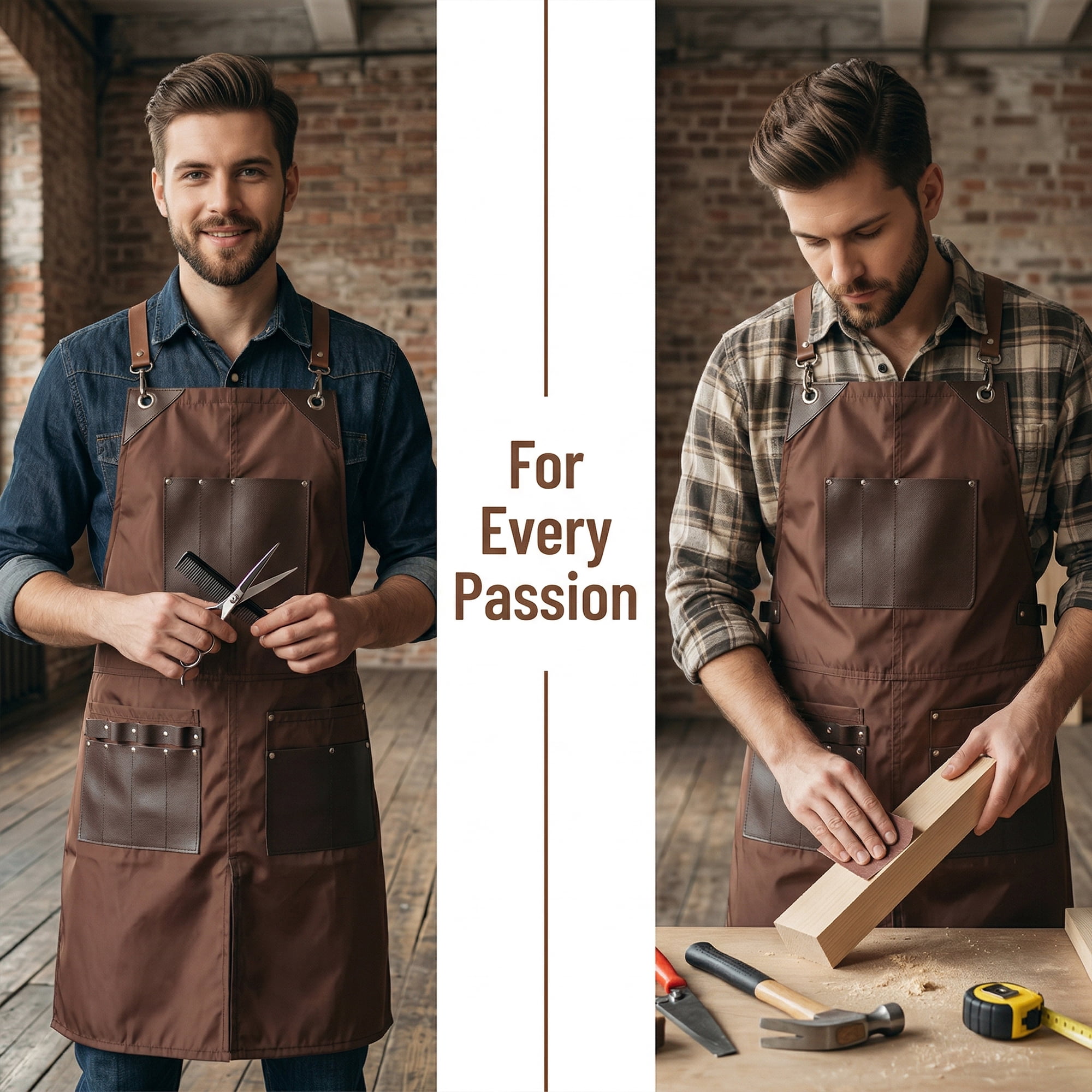 Unique Bargains Adjustable Long Waist Cooking Apron with Pocket for Home and Kitchen Brown