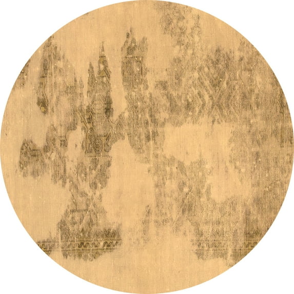 Ahgly Company Indoor Round Abstract Brown Modern Area Rugs, 5' Round