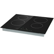 SKYSHALO Electric Ceramic Cooktop, 23" 6000W 4 Burners Built-in Countertop Burners Cooker Touch Sensor Control, Overheat Protection, Child Lock, 220-240V (NO Plug)