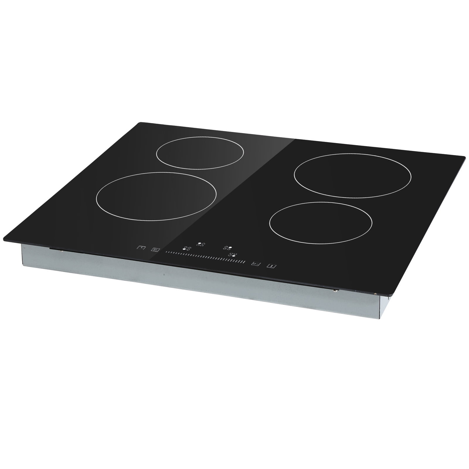 SKYSHALO Electric Ceramic Cooktop, 23" 6000W 4 Burners Built-in Countertop Burners Cooker Touch Sensor Control, Overheat Protection, Child Lock, 220-240V (NO Plug)