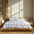 thumbnail image 3 of Color Sense 100% Cotton Queen Grey Plaid Flannel Sheet Set, Double Brushed and Extra Warm 4-Piece Set, 3 of 9