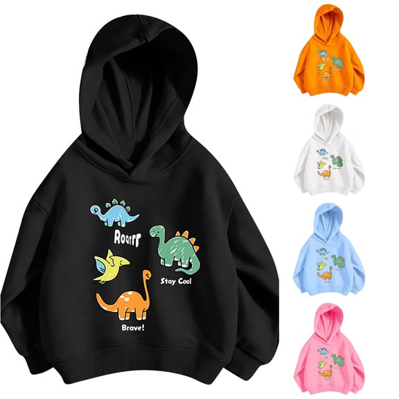 Girls Cartoon Print Hoodie Long Sleeve Casual Pullover Top For Toddler Kids