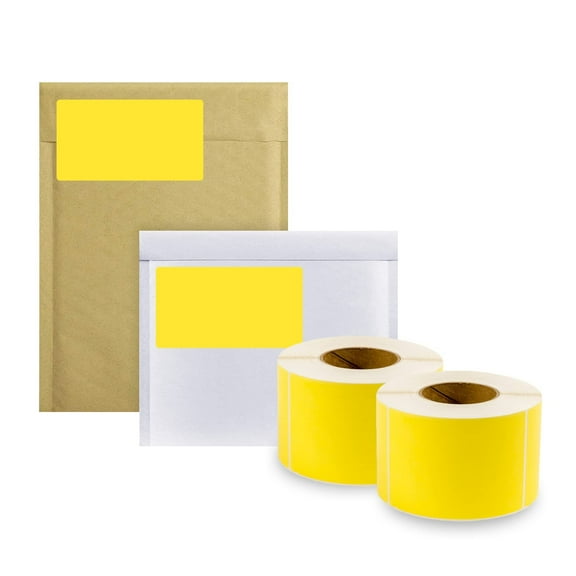 Yellow Thermal Transfer Labels, 3 in Core Industrial, 4000 Count, 4 x 6 in