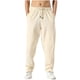thumbnail image 1 of Pantalones largos para hombre, de color liso, con bolsillo y cordón, informales, juveniles, versátiles, deportivos, de gran tamaño., 1 of 7