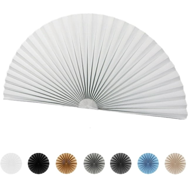 Arch Window Shade Light Filtering Pleated Shade Half Circle Self Adhesive Fabric Blinds Room Darkening Shades Stick on Easy Install Blinds Semi Circle Window Cover