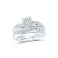 thumbnail image 2 of Sterling Silver His Hers Round Diamond Cluster Matching Wedding Set 3/4 Cttw, 2 of 3