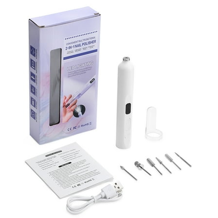 Electric Nail Drill File Professional for Acrylic Gel Dip Powder Nails,Portable Nail Machine Kit Manicure Pedicure Tools Polishing Set with Nail Drill Bits Sanding Bands With Dust Cover,White