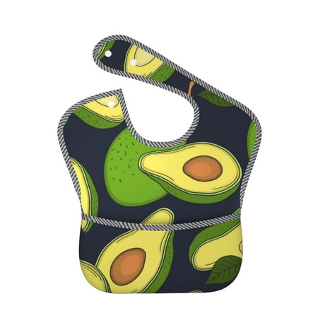 Bingfone Mess-Proof Baby Bib - Waterproof Bib For Baby Boy Or Girl With Food Catcher Pocket, Unisex-Fresh Avocado