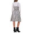 thumbnail image 3 of INSPIRE CHIC Women's Suspender Dress Retro Plaid Square Neck A-Line Midi Overall Dress XS Beige, 3 of 6
