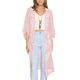 thumbnail image 1 of VISgogo Cárdigan de playa informal para mujer, color sólido, manga 3/4, bordado transparente, cubierta de flores VISgogo moda, 1 of 5