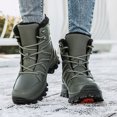 thumbnail image 2 of Womens Winter Boots Fuzzy Lined Thickened Warm Waterproof PU Leather Lace up Snow Booties Nonslip Thick Sole Outdoor Hiking Shoes AG Size 7.5, 2 of 7