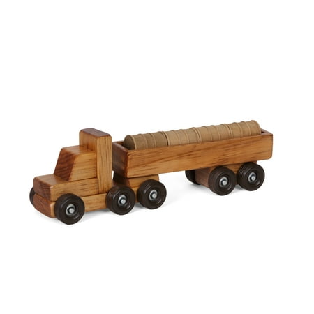 Wooden Toy Truck - AmishToyBox.com Wooden Barrel Hauler Toy Truck, CPSIA Kid Safe Finish