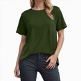thumbnail image 2 of Women Oversized T Shirts Short Sleeve Summer Casual Loose Top Basic Tee with Pocket Fashion Casual Short Sleeve Shirts Classic Fit Crew Neck Tees Tops, 2 of 6