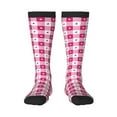 thumbnail image 2 of Lsque Plaid Heart Printed Crew Socks Men's Women's LightWeight Thin Casual Calf Socks ,Knee High Socks,Cotton Socks, 2 of 9