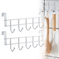 thumbnail image 2 of Over the Door Storage Clearance Sale! Dusknt Cabinet Door Back 5 Hooks 2Pc Stainless 5 Hooks Clothes Door Bathroom Hanger Hanging Loop Organizer, 2*Hook, 2 of 9