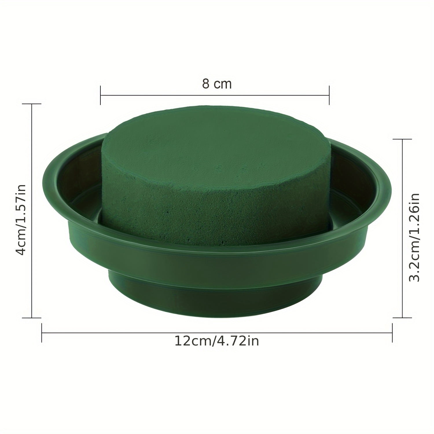 12 Pcs Round Wet Floral Foam with Dark Green Plastic Bowl,Premium Green Flower Mud for Fresh Floral Arrangements Wedding Aisle Birthday Churches Prom Table Floral Centerpiece Decor