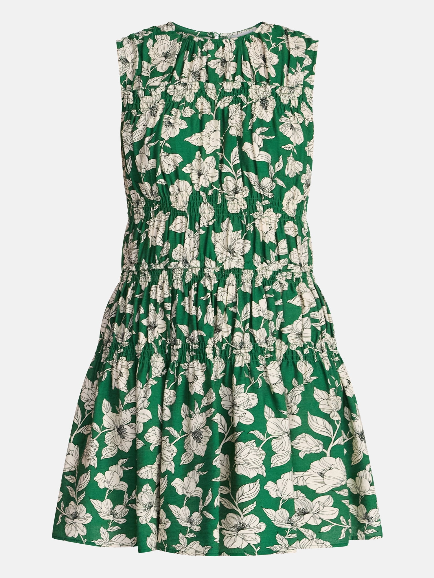 Time and Tru Women's Smocked Sleeveless Mini Dress, Sizes XS-XXXL