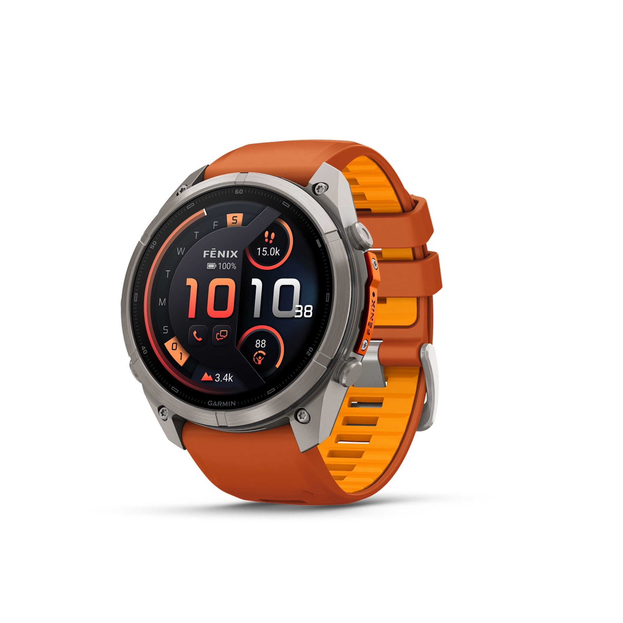 Garmin fenix 9 Pro – inReach, 51 mm Titanium with Autumn Orange/Spark Orange Silicone Band