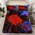 thumbnail image 2 of Castle Fairy Red Spider Lily Twin Sheet Sets 3pcs for Boys Girls,Chic Floral Blossoms Twin Fitted Sheet Microfiber,Exotic Style Breathable Flat Sheet,Luxury Bedroom Decor, 2 of 7
