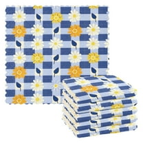 6 Packs Sunflowers and Leaf Kitchen Dish Towels Soft Absorbent Dish Cloths 11"x11"