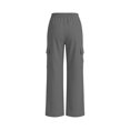 thumbnail image 6 of Ecqkame Cargo Pants for Women Multi Pocket Elastic Waist Straight Leg Solid Outdoor Pant Hiking Work Casual Travel Daily Long Trousers Dark Gray L, 6 of 6