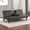 Gray + Engineered Wood + Foam + Leather + Contemporary + 2 Seat, variant on Contemporary Style Futon Sofa Bed Black Finish Built In USB Chargers Biscuit Tufting Seat And Back Back Seat Drop Down Table With Cup Holder Easily Convert To Bed