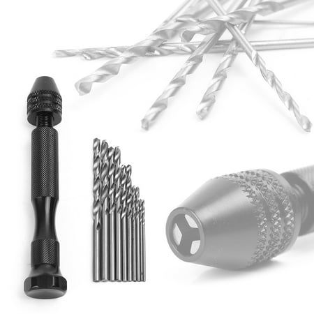 

GZYF Aluminium Alloy Mini Micro Keyless Hand Drill Chuck + 10 Twist Drills Rotary Tools