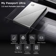 thumbnail image 2 of WD My Passport Ultra Disco duro móvil de 2,5 pulgadas Interfaz tipo C Textura metálica Cifrado de ha Eccomum 1TB/Silver, 2 of 7