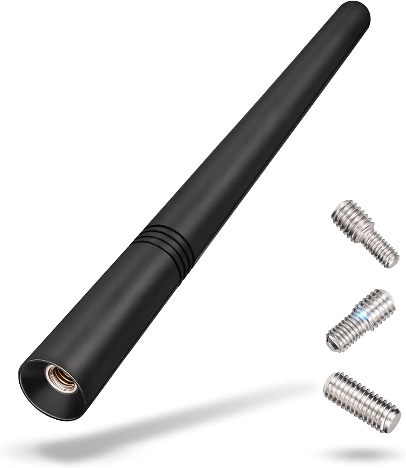 Universal Car Radio Antenna Replacement 5.6 inch, Roof Mount Vehicle Antenna Mast, Flexible Rubber FM AM Antennae with M4 M5 M6 Screw Adapters