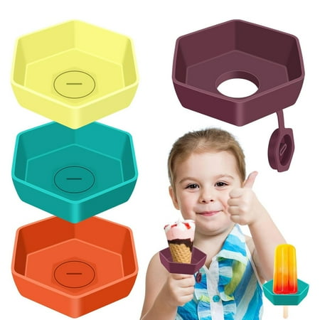 

Ettsollp 1/4Pcs Silicone Popsicle Holder Dual Functional Design Ice Cream Cone Holder for Kids Melt Manager Popsicle Drip Catcher Easy to Clean Drip-Free Ice Pop Stick Holder