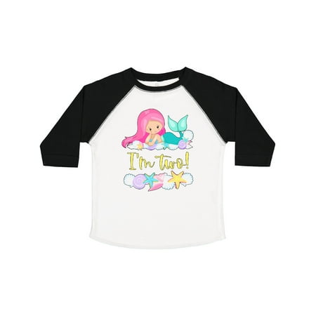 

Inktastic I m 2 Mermaid with Pink Hair and Shells Gift Toddler Boy or Toddler Girl T-Shirt