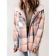 thumbnail image 5 of Chaqueta de Cuadros para Mujer, Larga, Botones, Capucha de Forro , Abrigo Cálido Cuadros Rosas XL, 5 of 7